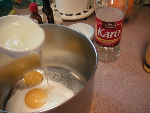 Add the corn syrup to the pan.