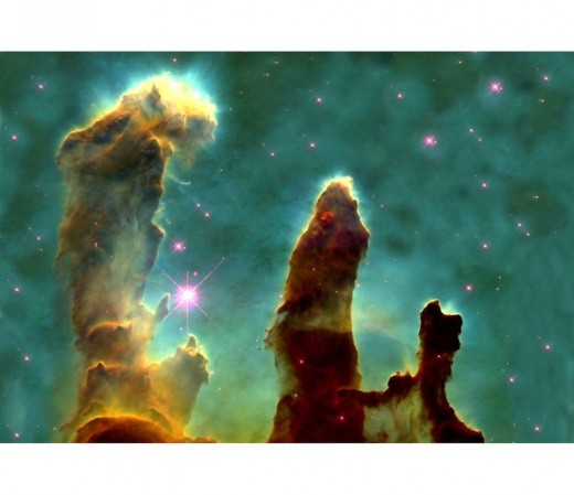 Eagle Nebula, M16,  distant clouds of gases and dust first seen through the Hubble Space Telescope