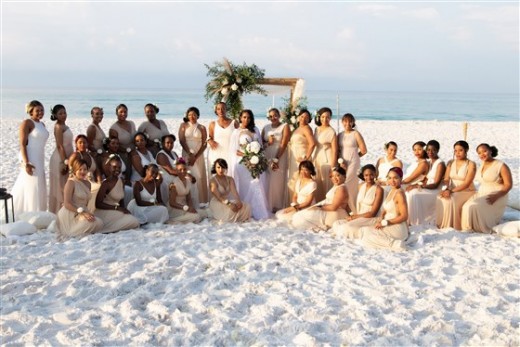 Bride with her 34 bridesmaids