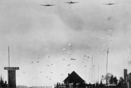 German paratroopers over the Netherlands