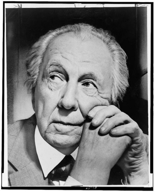Frank Lloyd Wright, American architect, caught in a pensive mood