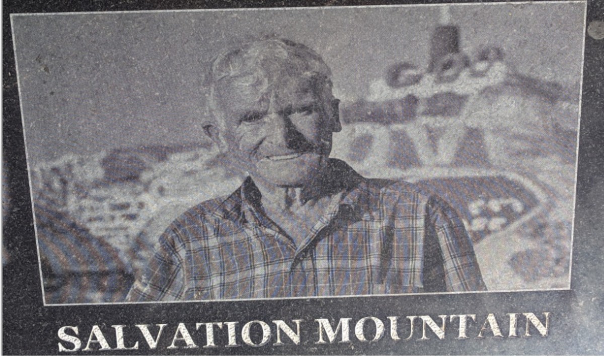 Photo of Leonard Knight that appears on the Plaque honoring him for creating and building Salvation Mountain