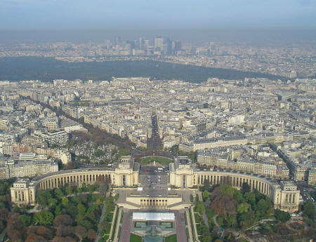 View looking west of Bois de Boulogne from top of Eiffel Tower