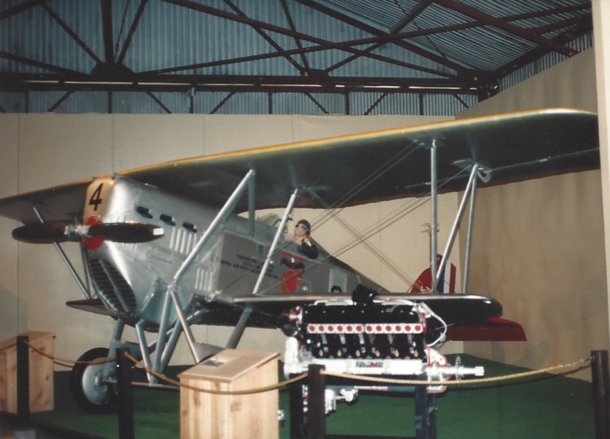 A Marine Corps bi-plane, inside the Marine Air-Ground Museum
