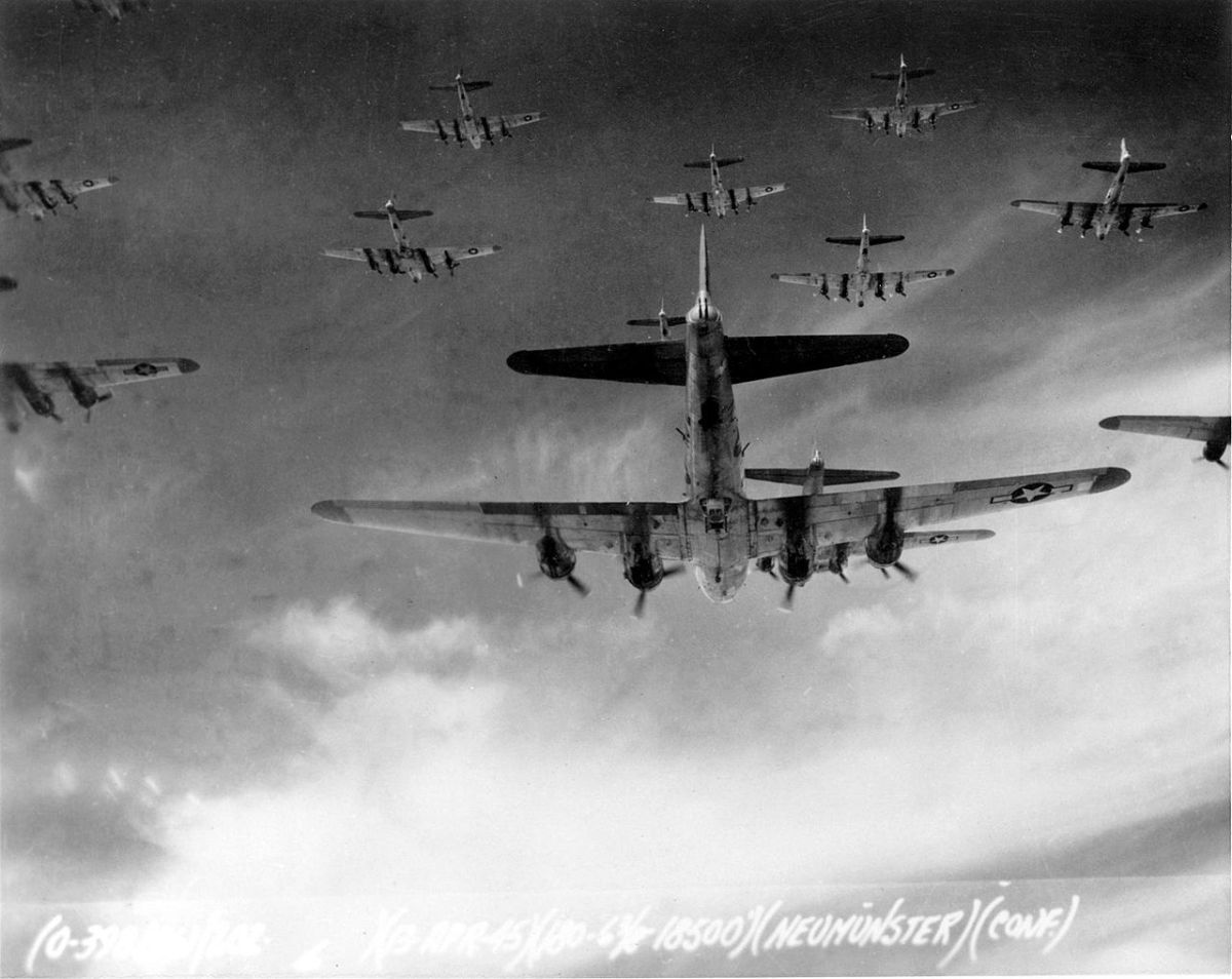 A large formation of B-17s on the way to bomb a German city in 1943.