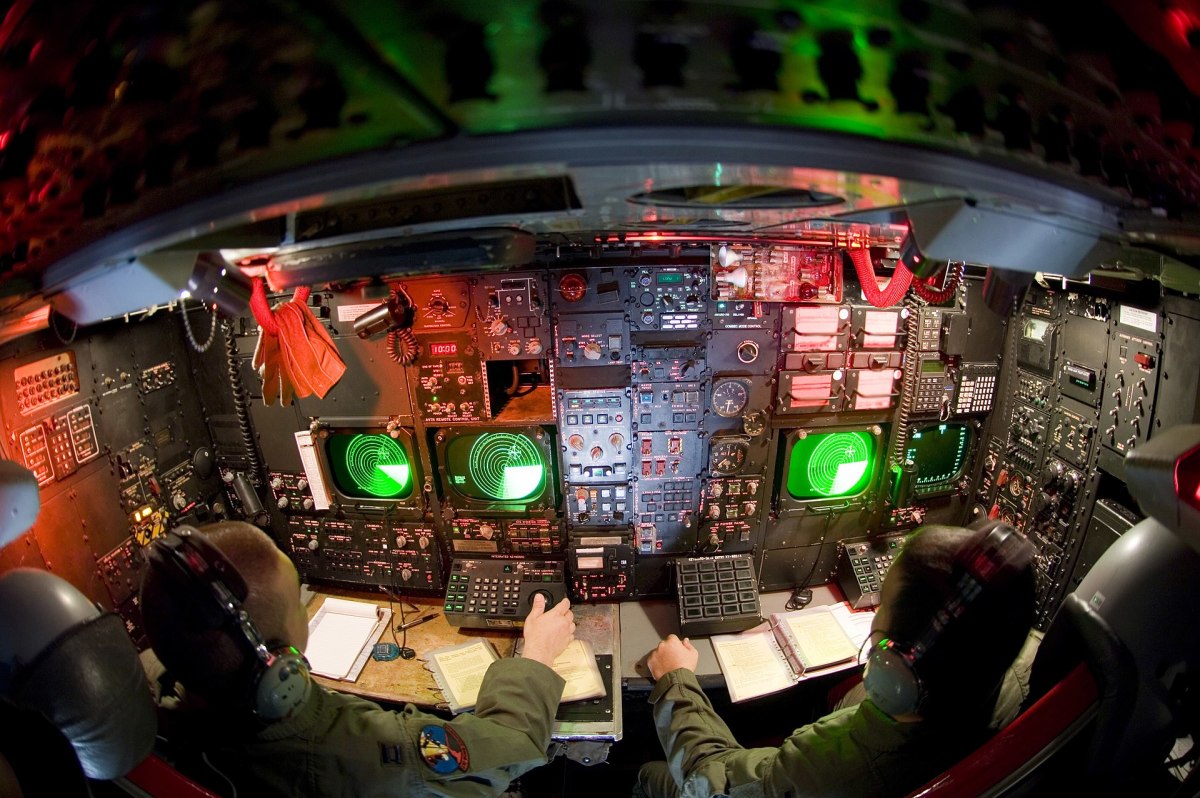 The command station below deck of the B-52.