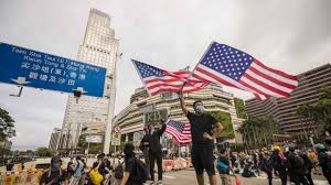 American flags in HK