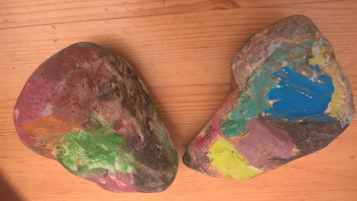 Stones from the beach, painted at home