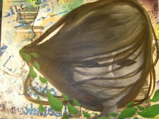 "Taking Life," mixed media on canvas by Rebecca Soriano