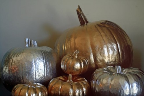 Metallic pumpkins will make for a glamorous Halloween gala.