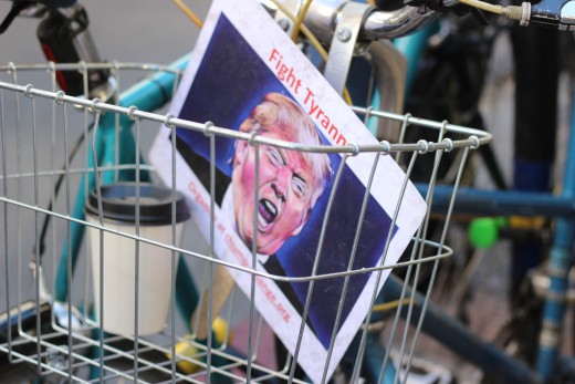 Newspaper Picture of Trump in a Bike Basket