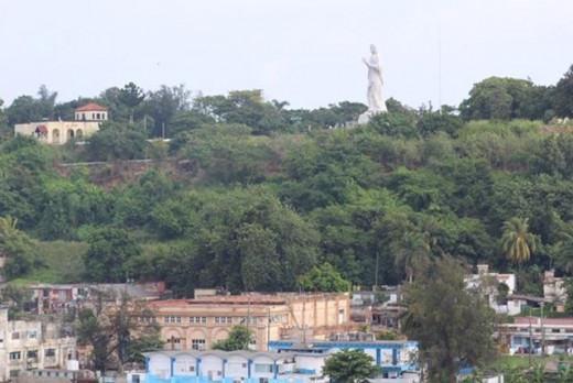 Cuban landscape with Estatua de Cristo in the background.