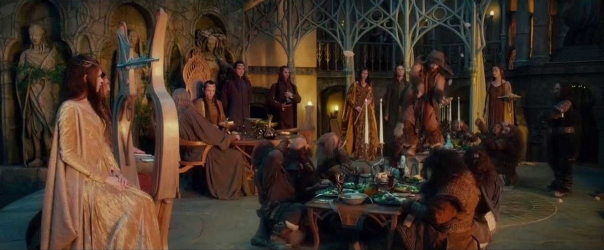 The dwarves in Rivendell in the extended edtion.