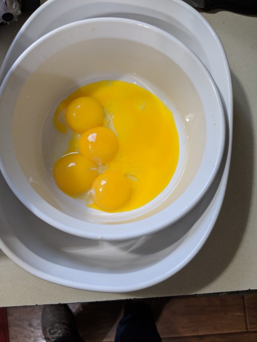 Egg yolk in 2 quart Corning ware