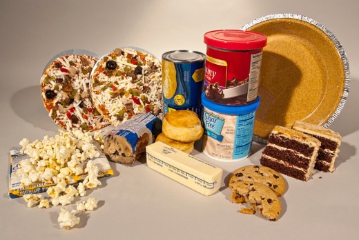 Processed foods, including frozen, canned and baked contain trans fat