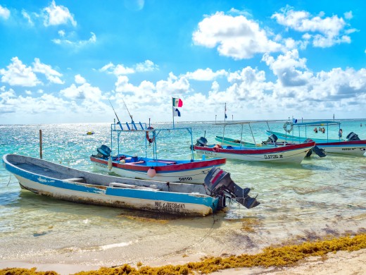 Fishing boats tied up on the beach