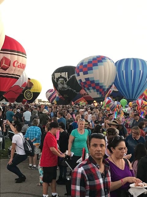 Balloon Fiesta at dusk.