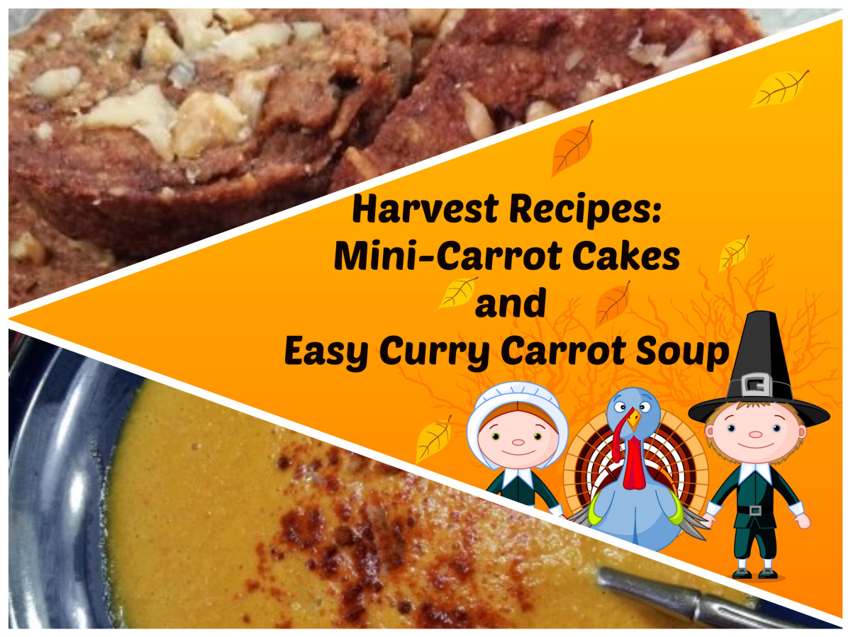 Harvest Recipes for vegan and gluten-free Mini-Carrot Cakes and Curry Carrot Soup