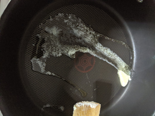 butter in frying pan