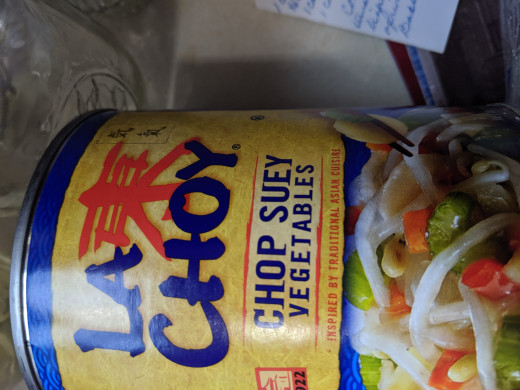 Chop suey vegetables plus the water