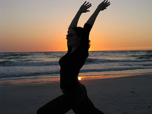 Yoga at sunset, by akalat.