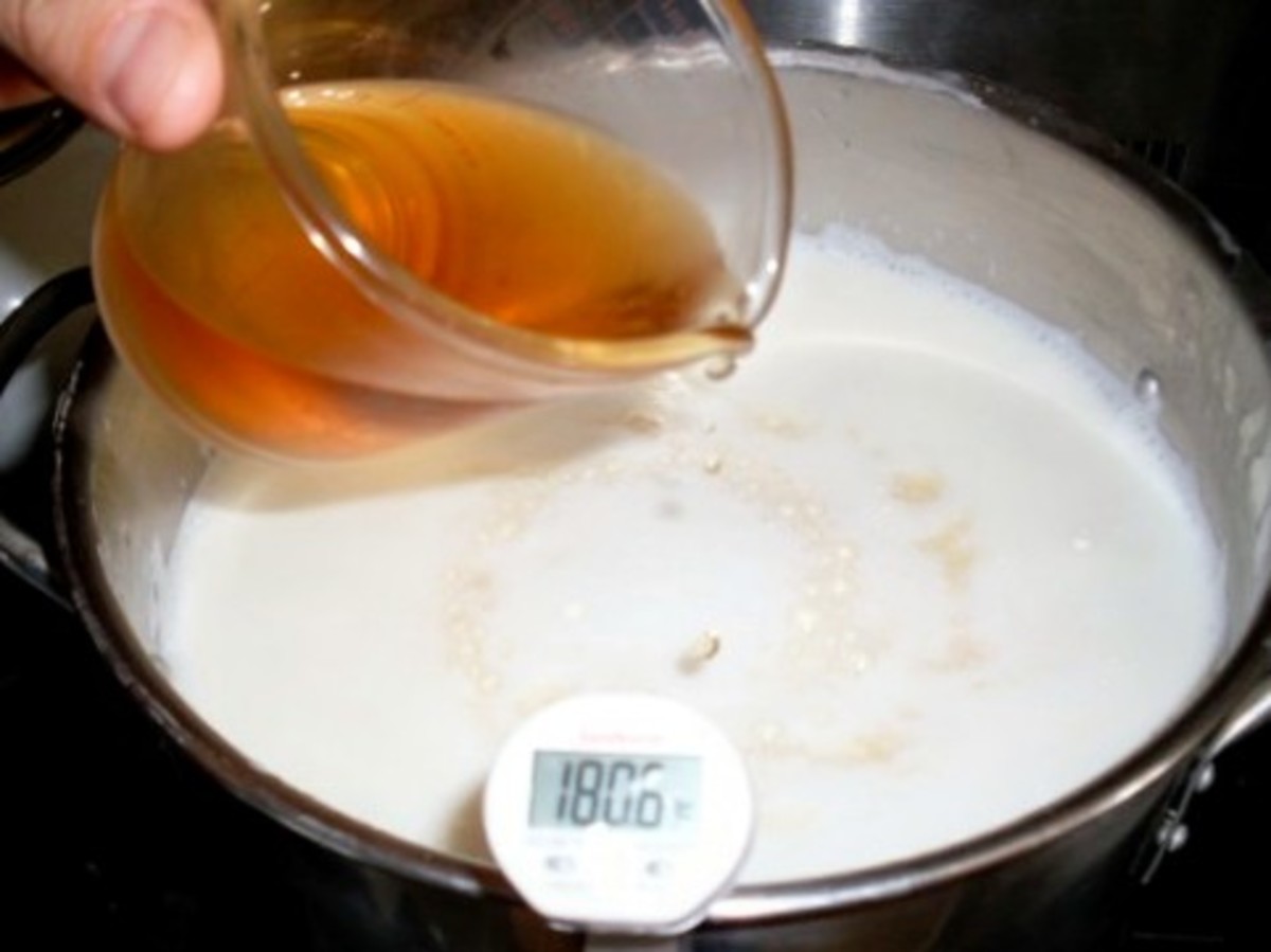 Stir the milk just prior to pouring in the cider vinegar. Dribble the vinegar in slowly at first, making sure it is mixing with the milk, and not settling in one place.