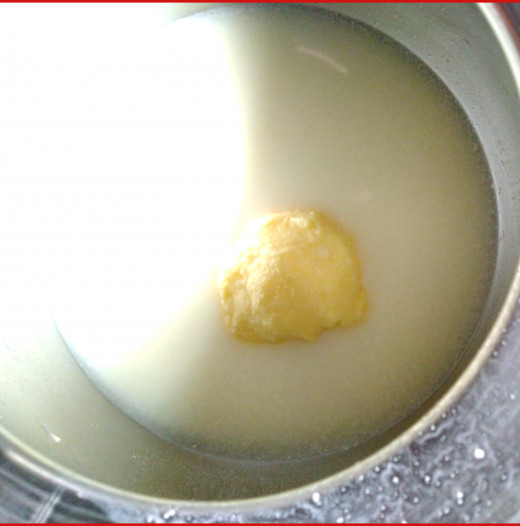 Ball of butter in buttermilk