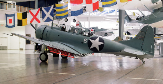 An SBD-2 that was heavily damaged during the attack on the Hiryu at the Naval Aviation Museum, Pensacola, Florida.