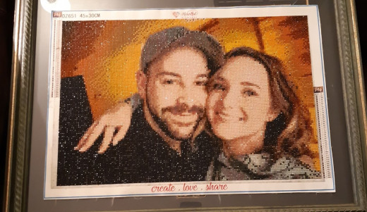 a custom diamond painting of a couple