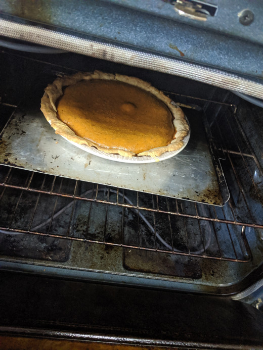 Pie in at 425 for 20 minutes, then reduce heat to 350 for 40 to 60 minutes. Check with knife for doneness.