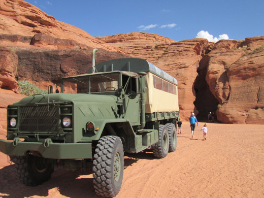 One of the trucks that ferries tourists from the parking area to the entrance of Upper Antelope Canyon