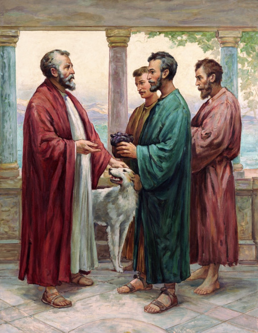 Servants talking to master