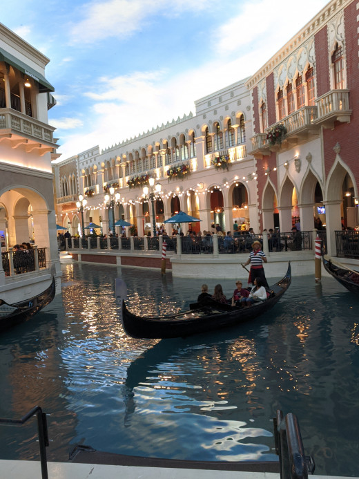 Gondola on canal inside Venetian Resort in Las Vegas