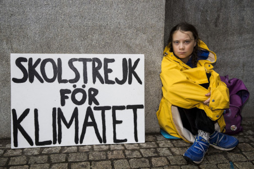 Greta Thunberg campaigning for climate.