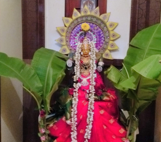 Decorations during Varalakshi Pooja