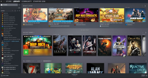 Steam has a large catalogue of games available for purchase. 