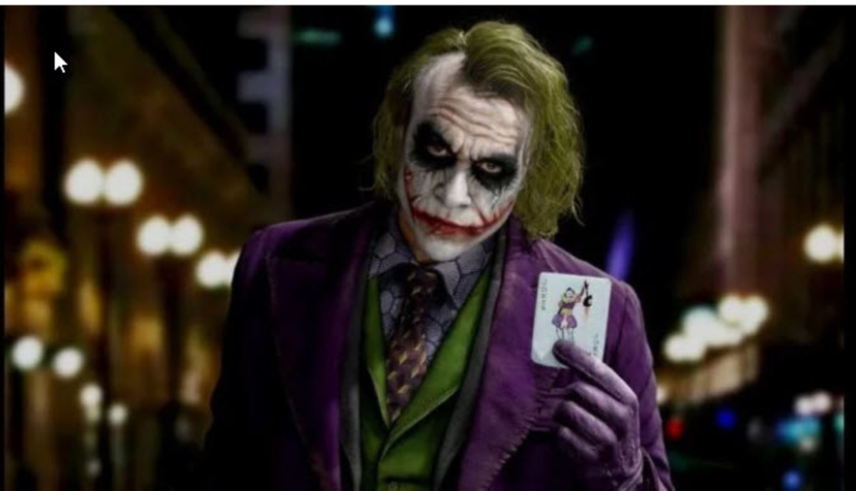 The late Heath Andrew Ledger as the Joker in Batman: The Dark Knight