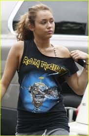 Miley Cyrus with Iron Maiden t-shirt