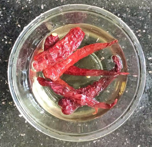 Dry red chili soaked in water