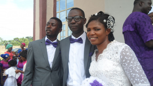 Couple with Best companion on wedding day