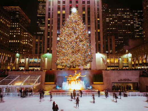 The annual giant Christmas tree at Rockefeller Center, NYC--at last, the season of music has arrived!