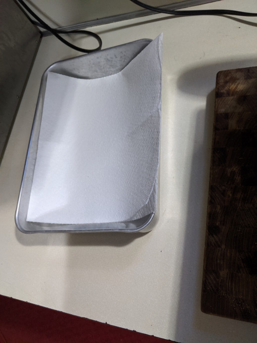Paper towel lined pan