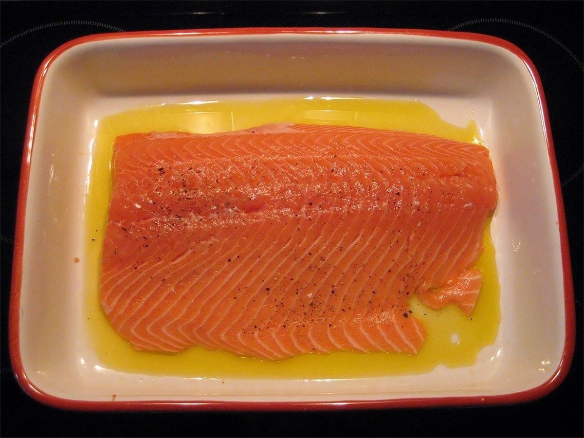 Baked salmon is loaded with omega 3 to keep us healthy.