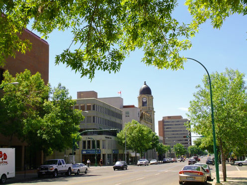 Downtown Lethbridge, Alberta: 4th Avenue S between 8th Street and Stafford Blvd