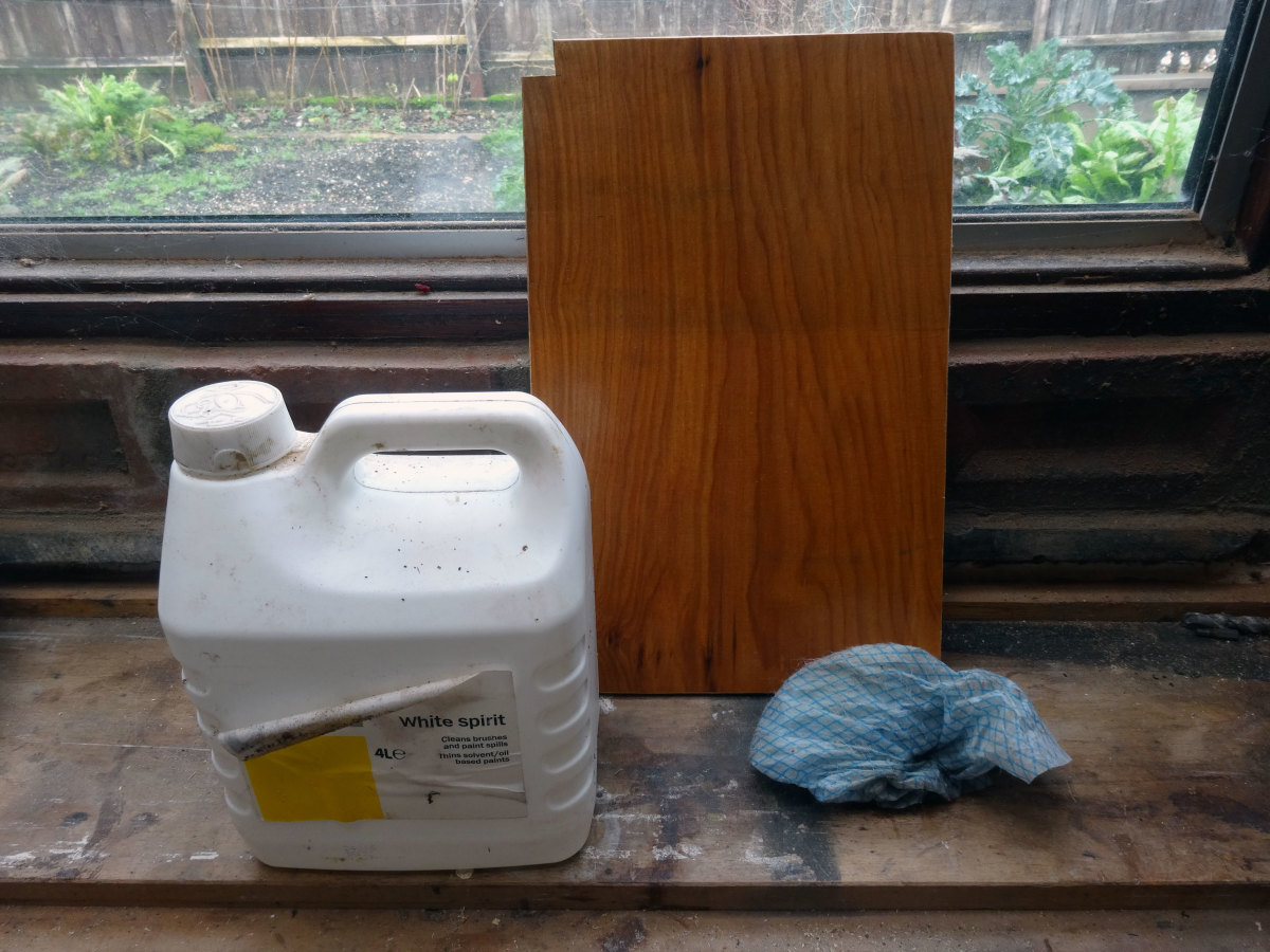Plywood wiped clean with white spirit to remove sawdust and left to dry