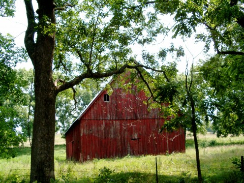 This particular barn seems almost to have s a "face" on it, with the way the door and "windows" are.  I just love it.  Photo taken in Missouri.