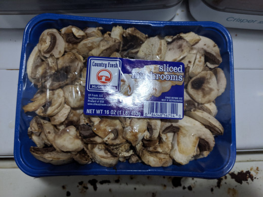 package of fresh, sliced mushrooms