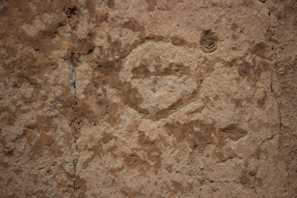 Alien "Gray" type petropglyph at Bandelier National Monument near Los Alamos.