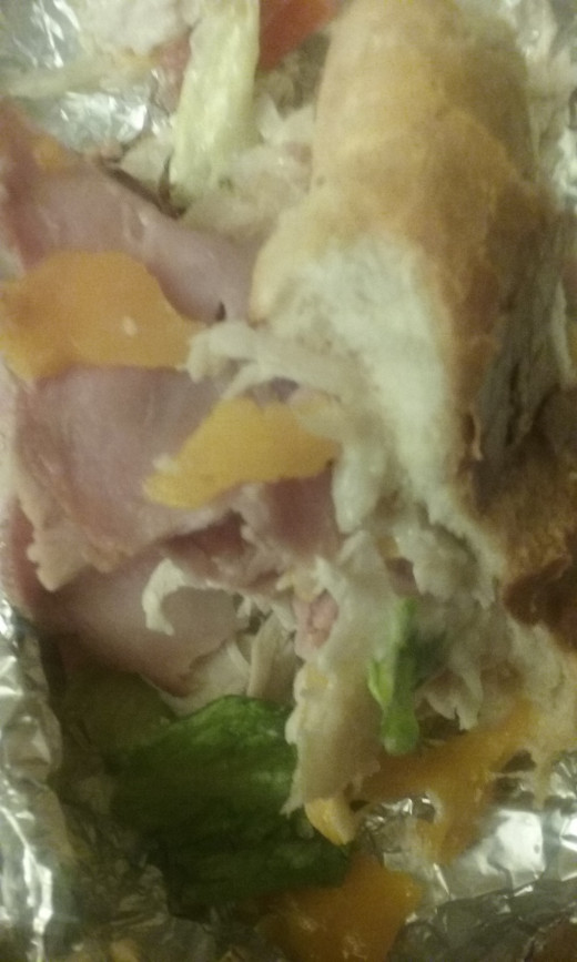 The Dagwood Sandwich from Homeslice Pizza Restaurant is a truly delicious sandwich. Ham, cheese, fresh lettuce and tomato, mayo and optional oil and vinegar are among the plentiful complementary and tasty ingredients in the sandwich that we shared.