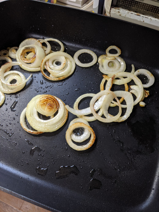 Flip onion when browned